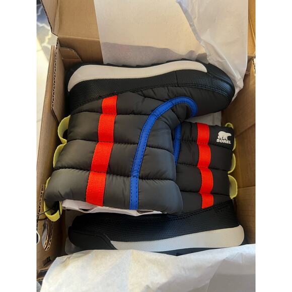 Sorel Uni-sex Whitney Puffy Black Mid Snow Child Rain Boots Kids - Picture 5 of 6